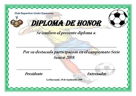 Diplomas De Honor Deportivo Pdf