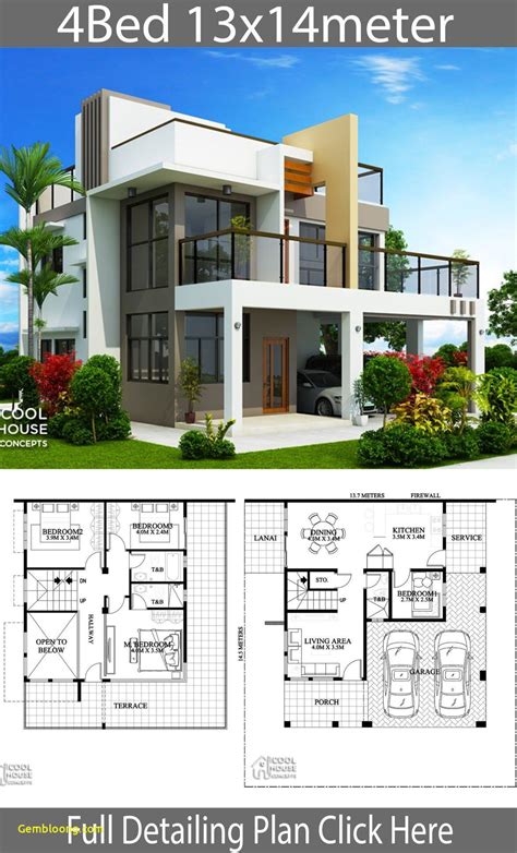 Dream House Design Lovely Home Design Plan 13x14m With 4 Bedrooms