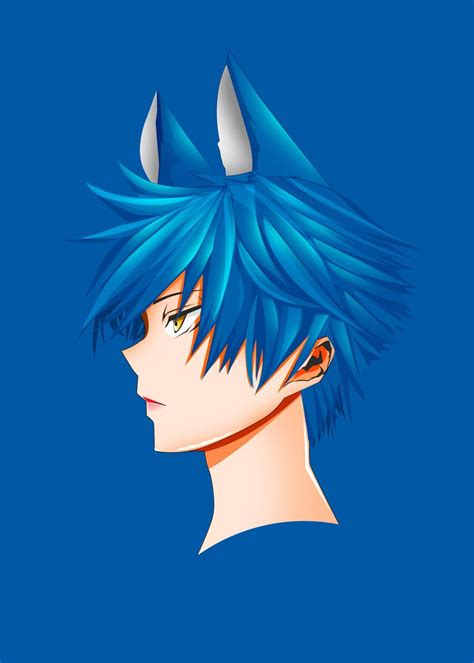 Blue Hair Boy Chibi By Cheryu Anime Boy Blue Hair Png Free