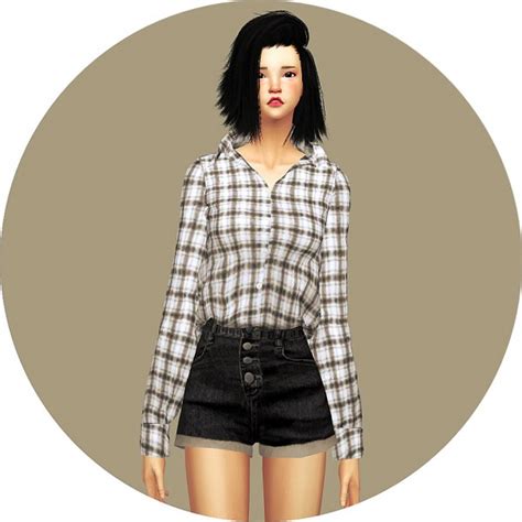 Sims4 Marigold Tucked In Button Up Shirt Open Neck Sims 4 Downloads