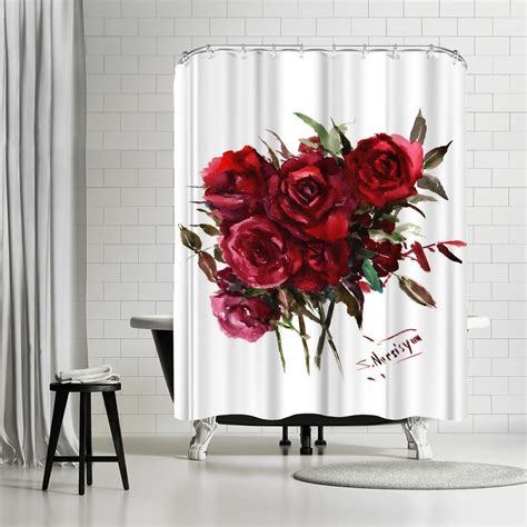 Americanflat Deep Red Burgundy Roses Shower Curtain White Ebay