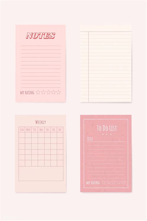 Pink Notepad Planner Set Vector Premium Image By