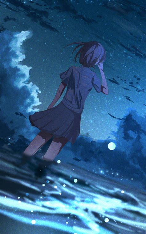 800x1280 Anime Girl In Half Moon Night 4k Nexus 7samsung Galaxy Tab 10