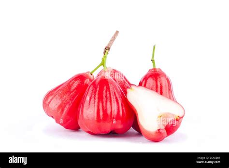 Half Rose Apple And Red Rose Apples On White Background Healthy Rose