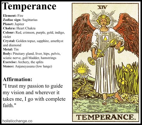 Do your work with patience and with stamina. Day 22 - Holistic Change with the Tarot Temperance Card | Temperance tarot card, Temperance ...
