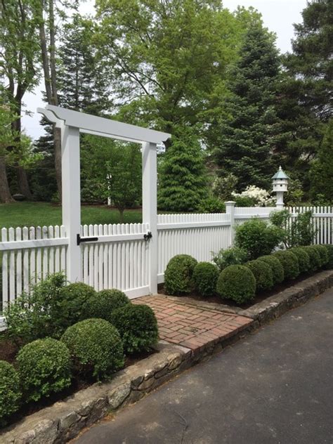 Connecticut Picket Fence With Pergola Entry Traditional Exterior
