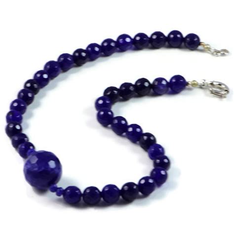Semi Precious Jewellery Purple Jade Necklaces Aqbeadsuk