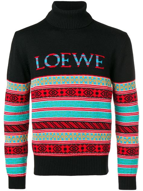 Loewe Jacquard Sweater W Detachable Collar In Multicolor Modesens