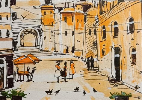 Aceo Tetiana Original Painting Italy X Cityscape Street Art