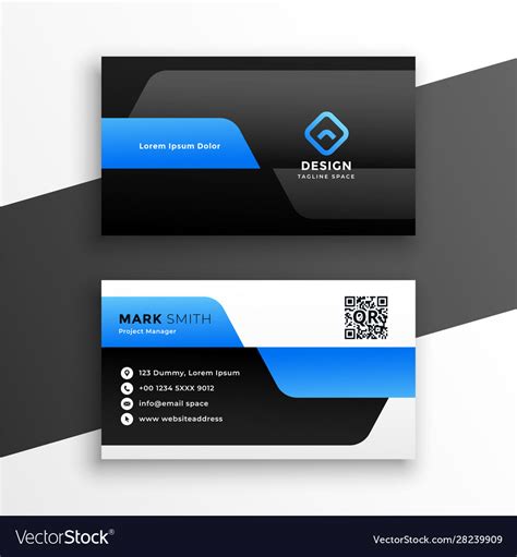 Professional Blue Business Card Modern Template Vector Image