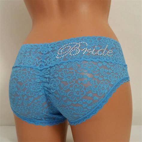 Bridal Panties Blue Cutie Booty Bride Customized Lace Hipster