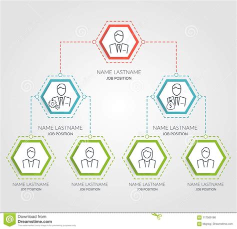 Business Hierarchy Hexagon Chart Infographics Corporate Organizational