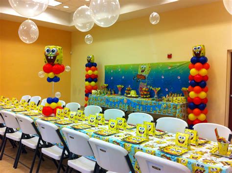 spongebob party i love how they decorated the balloons by making them look like bubbles
