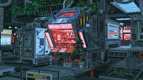 Waneella Pixel Art Cyberpunk City Plants Lights Hd Wallpaper