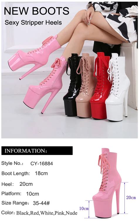 Sexy Stripper Heels Laces Round Head Low Leg Ankle Boots Cm Sexy