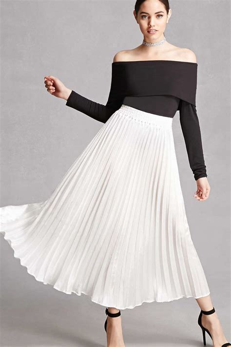 A Satin Woven Maxi Skirt Featuring An Accordion Pleated Design And A