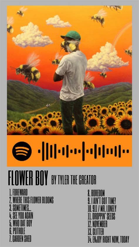 Pin By Megan On Spotify Codes Flower Boys Tyler The Creator Boredom