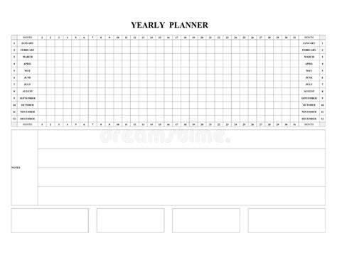Yearly Calendar Planner 2022 Schedule With Empty Cells To Write List