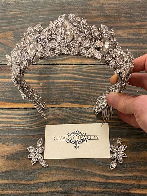 Silver Tiara Bridal Crowncrystal Tiarawedding Crownbridal Etsy