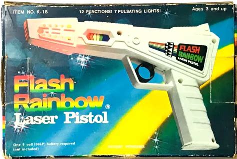 Vintage Flash Rainbow Laser Pistol Space Toy Gun Battery Operated Used