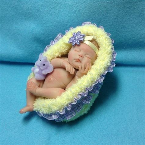 Ooak Polymer Clay Miniature Handsculpted Baby Girl Art Doll 325 Inches