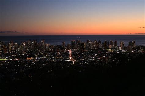 Hd Wallpaper Sunset Citynight Honolulu Hawaii Landscape Sky