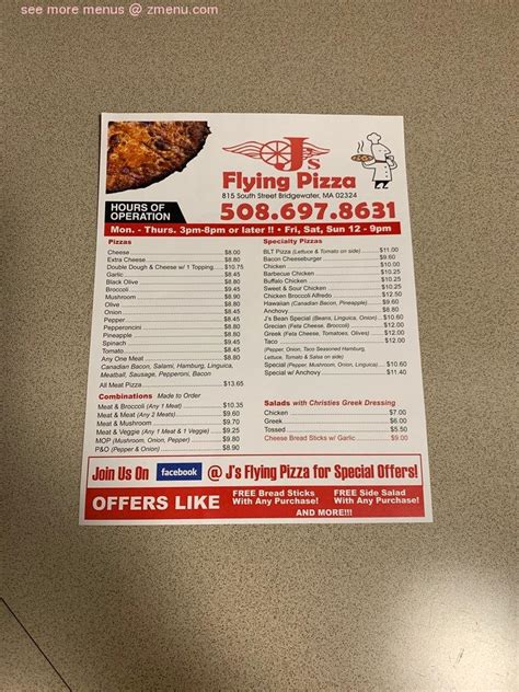 Online Menu Of Js Flying Pizza Restaurant Bridgewater Massachusetts 02324 Zmenu