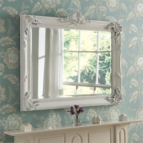 White Antique French Style Ornate Wall Mirror Wall Mirrors