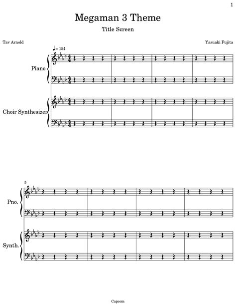 Megaman Theme Sheet Music For Piano Choir Synthesizer