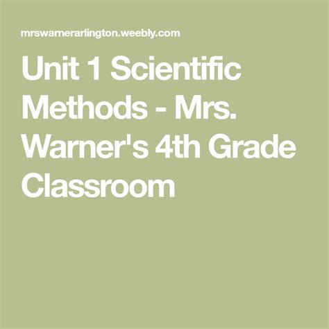 Unit Scientific Methods Mrs Warner S Th Grade Classroom