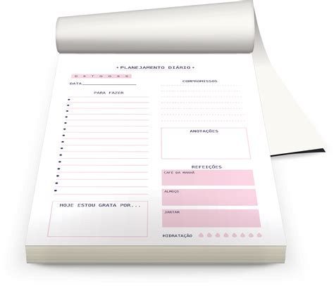 Miolo Simples Planner Diário 1 Versão A5 E A6 Capa Your Paper