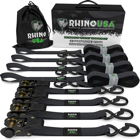 Rhino Usa Ratchet Straps 4pk 1823lb Guaranteed Max Break Strength