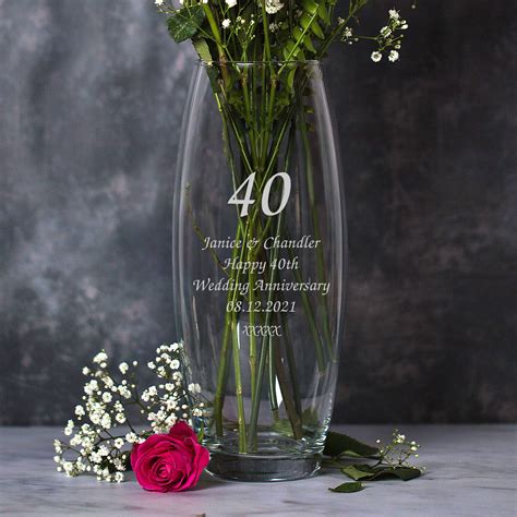 Personalised Glass Vase For 40th Ruby Wedding Anniversary Ts Ideas