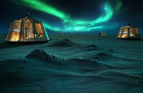 these luxe north pole pods will give you unobstructed views of the northern lights northern