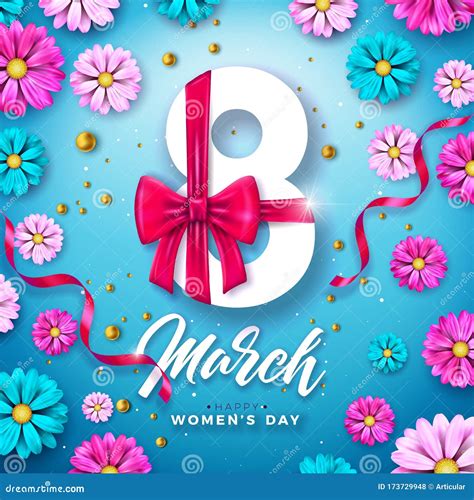 8 March Women S Day Celebration Design With Flower And Typography