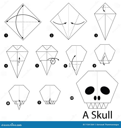 Geleidelijke Instructies Hoe Te Om Tot Origami Een Schedel Te Maken