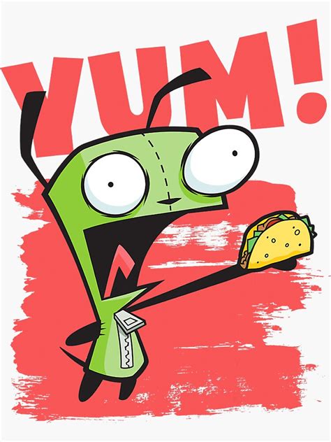 Invader Zim Gir Screaming Yum Taco Portrait Sticker For Sale By Trimdictionary4 Redbubble