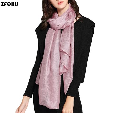 Zfqhjj 19080cm Pearl Solid Linen Silk Scarf Shawl Autumn Winter Scarf Women Beautiful Scarves