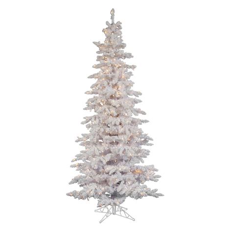 Vickerman 75 Ft Flocked White Slim Artificial Christmas Tree With 400