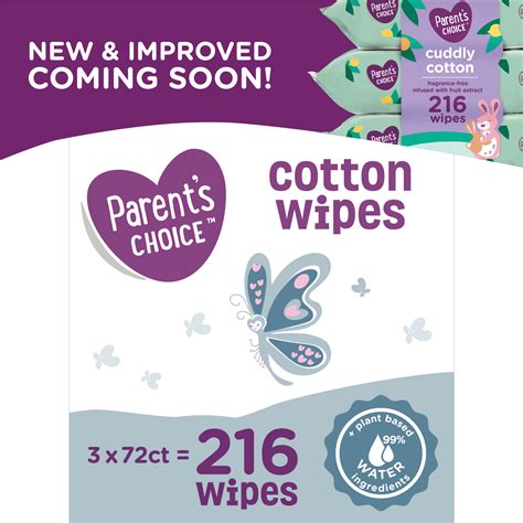Parents Choice Cotton Wipes 3 Packs Of 72 216 Count