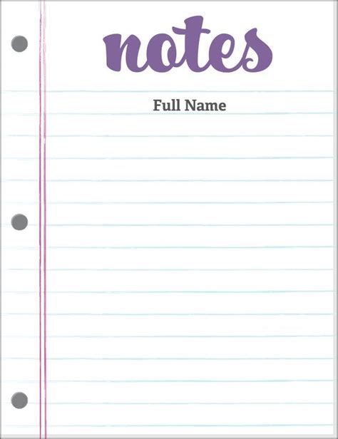 A Notepad With The Words Notes Written In Purple Ink On Top Of Lined Paper