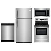 Stainless steel frigidaire refrigerator with a top mount freezer is available at rc willey. Frigidaire 4 Piece Kitchen Appliance Package with Electric ...