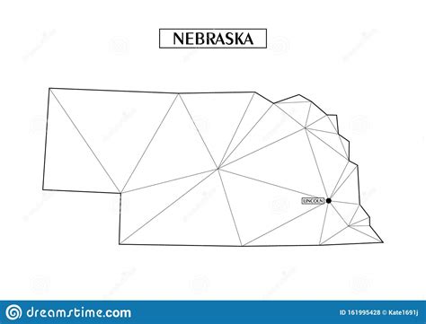 Polygonal Abstract Map State Of Nebraska With Connected Triangular