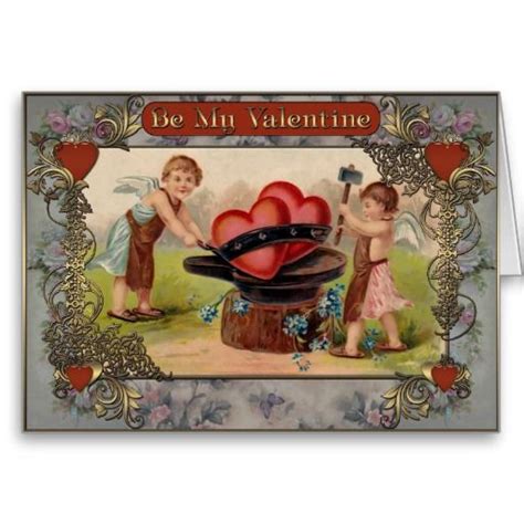 Valentine S Day Two Cupid Blacksmith Holiday Card Valentine S Day Greeting