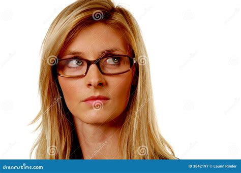 Blond Woman With Glasses Stock Image Image Of Calm American 3842197