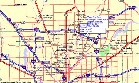 Map To Town Run Park Mountain Biking Trail In Indianapolis