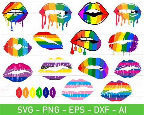Lgbt Pride Lips Svg Rainbow Lips Svg Biting Rainbow Lips Svg
