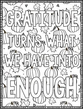 Laugh quote coloring pages for adult. Gratitude Coloring Pages | Thanksgiving Coloring Pages by ...