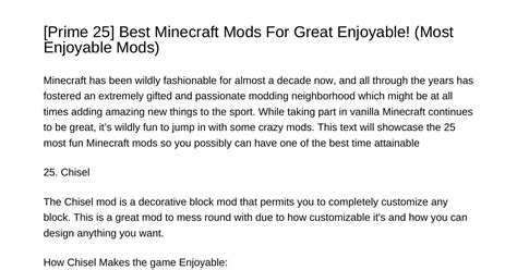 High 25 Best Minecraft Mods For Great Fun Most Fun Modsrwpgfpdfpdf