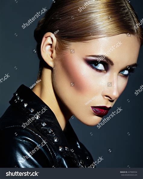 High Fashion Lookglamor Closeup Portrait Beautiful Stock Photo